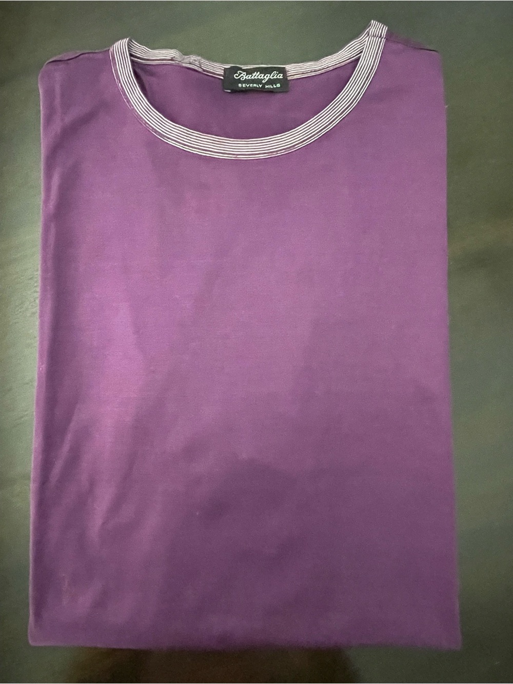 Battaglia Men's Purple Short Sleeve Crew Tee with Contrast Trim